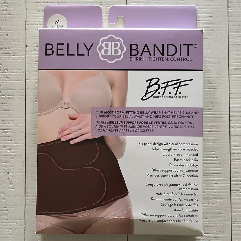 Belly Bandit B.F.F. Belly Wrap in Cream and Brown
